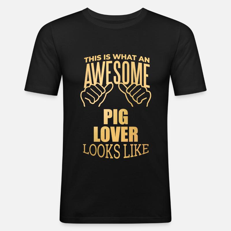 Schwein - Männer Slim Fit T-Shirt - Schwarz