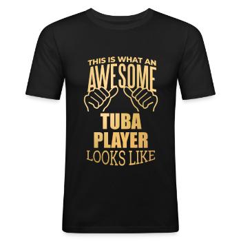 tuba - T-shirt près du corps Homme - noir - Devant - Nik (191cm)