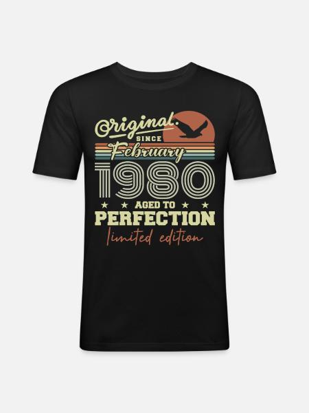 Birthday February 1980 - Men's Slim Fit T-Shirt - black
