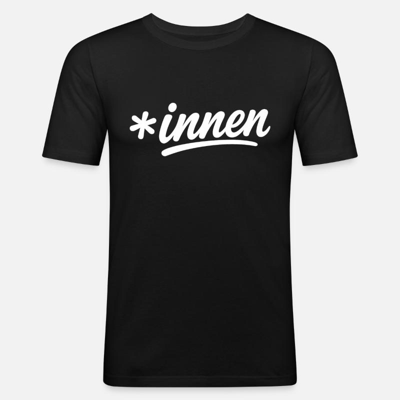 Inklusionsstern *innen Script - Männer Slim Fit T-Shirt - Schwarz