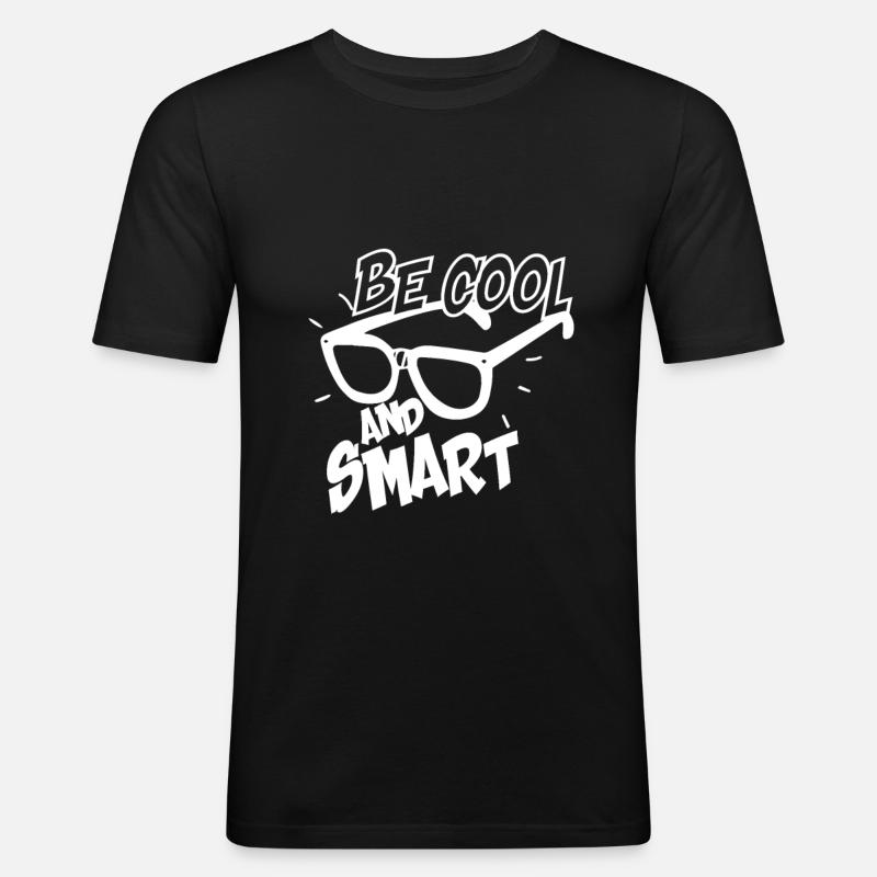 Be Cool And Smart No.8 - Männer Slim Fit T-Shirt - Schwarz