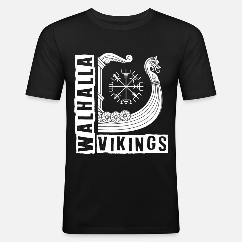 Walhalla Wikinger - Männer Slim Fit T-Shirt - Schwarz