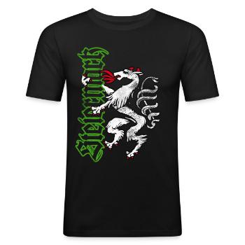 Steiermark T-Shirt Retro Panther Wappen - Männer Slim Fit T-Shirt - Schwarz - Vorne - Nik (191cm)