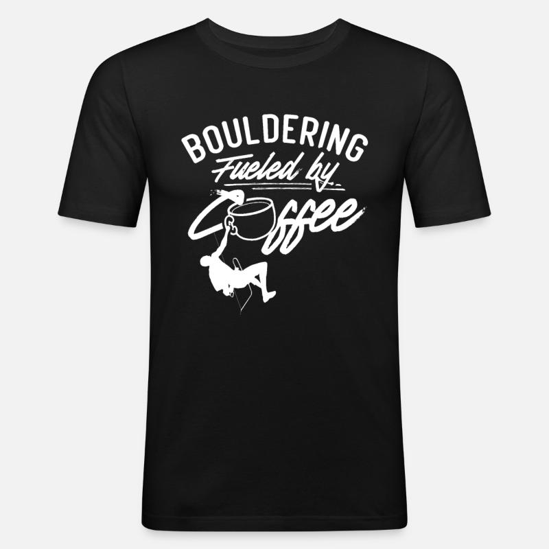 Bouldering Powered by Coffee Boulderer - Men's Slim Fit T-Shirt - black
