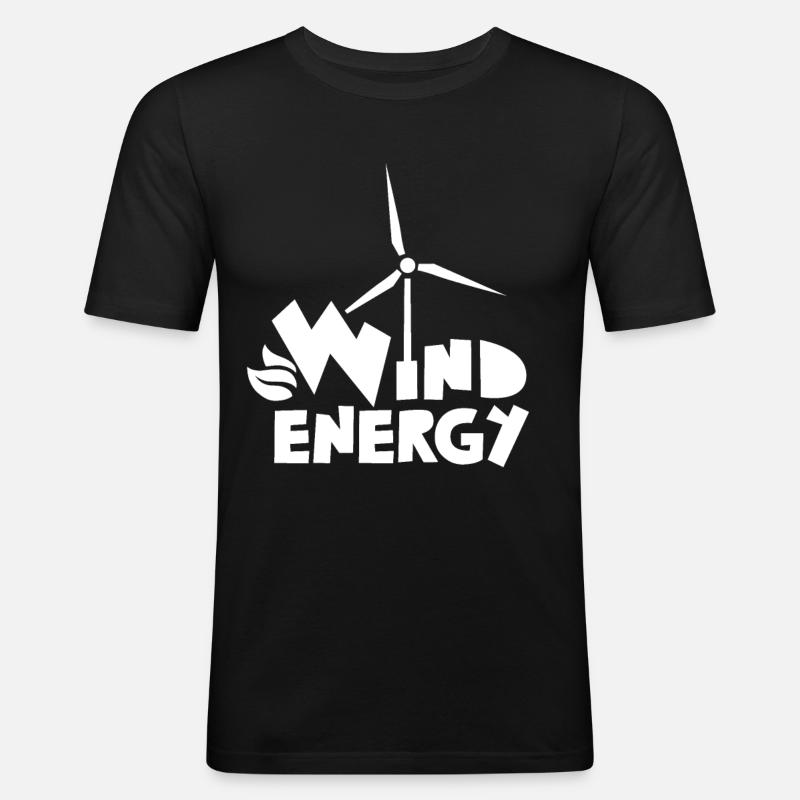 Windenergie Windkraftanlage Windkraft Windrad - Männer Slim Fit T-Shirt - Schwarz