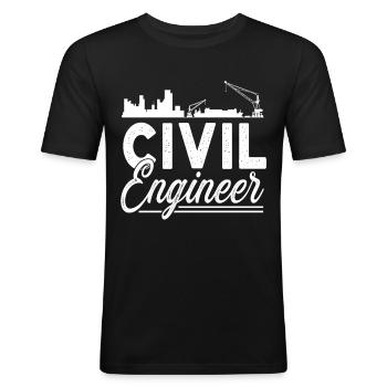 Bauingenieur Bauingenieurswesen Student Beruf - Männer Slim Fit T-Shirt - Schwarz - Vorne - Nik (191cm)
