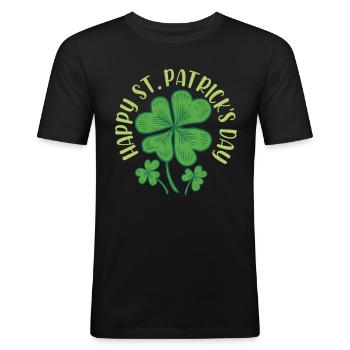 Alles Gute Zum St Patrick's Day St. Patricks Day - Männer Slim Fit T-Shirt - Schwarz - Vorne - Nik (191cm)