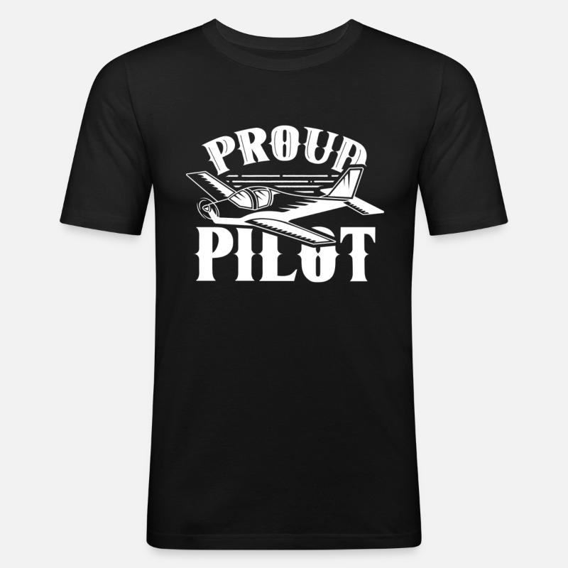 Stolzer Pilot Kleinflugzeug Jet Leichtflugzeug - Männer Slim Fit T-Shirt - Schwarz