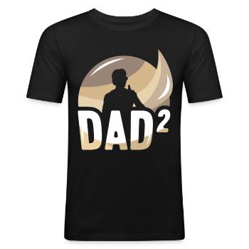 Vater Von Zwei Kindern Papi Vater Tag Papa - Männer Slim Fit T-Shirt - Schwarz - Vorne - Nik (191cm)
