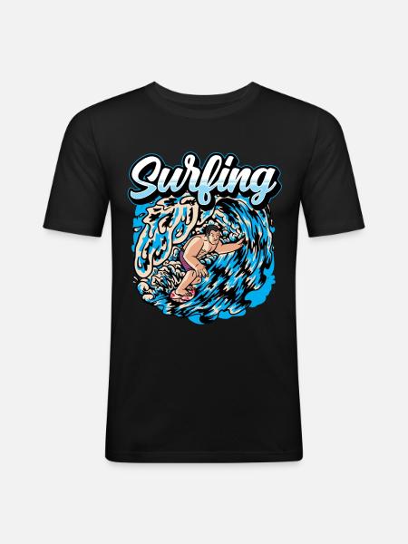 Surfing Surfing Surfboard Surfing Surfer - Men's Slim Fit T-Shirt - black