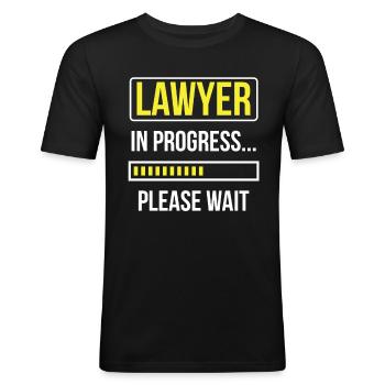 Avocat en cours Veuillez patienter Avocat Droit - T-shirt près du corps Homme - noir - Devant - Nik (191cm)
