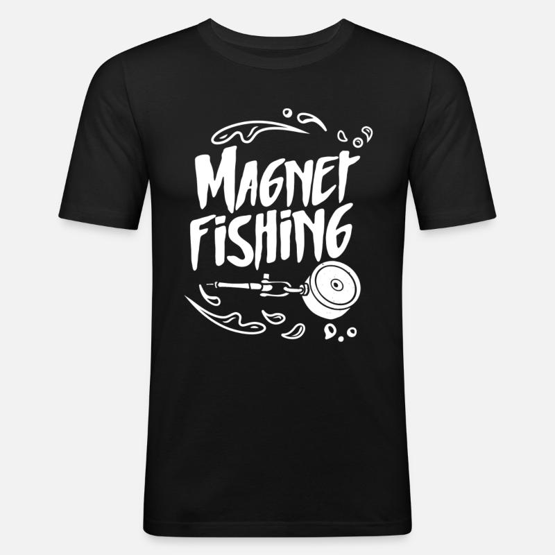 Magnetfischen Magnet Magnetfischer - Männer Slim Fit T-Shirt - Schwarz