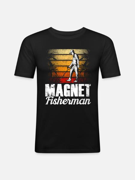 Magnetfischer Magnet Magnetfischen - Männer Slim Fit T-Shirt - Schwarz