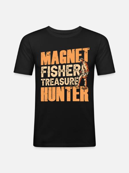 Magnet Fischer Schatzsucher Magnetfischen - Männer Slim Fit T-Shirt - Schwarz