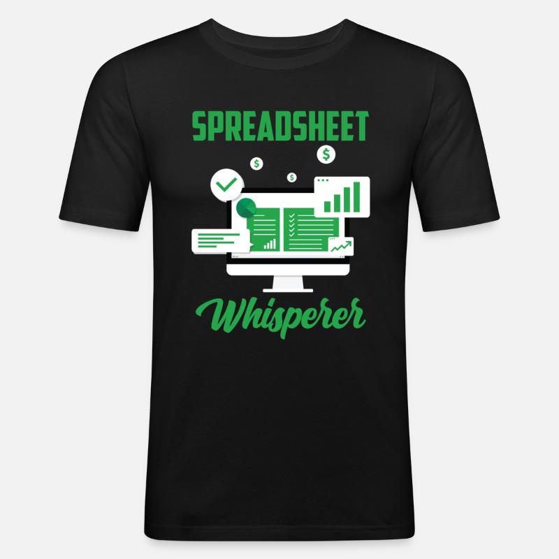 Tableur Whisperer Table Travail comptable - T-shirt près du corps Homme - noir