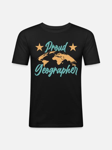 Stolzer Geograph Geographie Geographiestudent - Männer Slim Fit T-Shirt - Schwarz