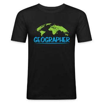Geography Geography Profession Geography Student - Men's Slim Fit T-Shirt - black - Front - Nik (191cm)