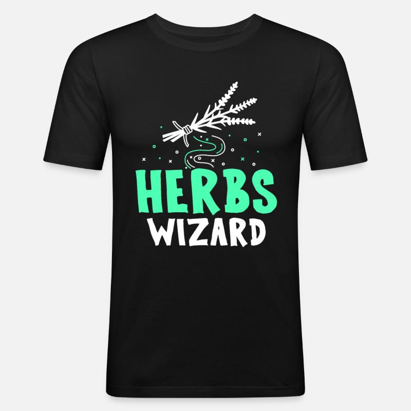 Kräuter Zauberer Kraut Kräuterkunde Kräutergarten - Männer Slim Fit T-Shirt - Schwarz