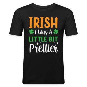 Saint-Patrick Gaélique Irlande Irlandais - T-shirt près du corps Homme - noir - Devant - Nik (191cm)