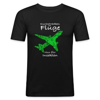 Kurzstreckenflüge nur für Insekten - Umweltschutz - Männer Slim Fit T-Shirt - Schwarz - Vorne - Nik (191cm)