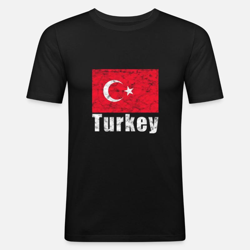 Tyrkisk flag - Herre Slim Fit T-Shirt - sort