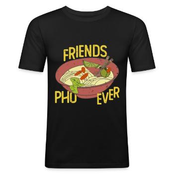 Pho Asiatisch Essen Suppe - Männer Slim Fit T-Shirt - Schwarz - Vorne - Nik (191cm)