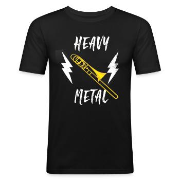 posaune heavy metal - Männer Slim Fit T-Shirt - Schwarz - Vorne - Nik (191cm)