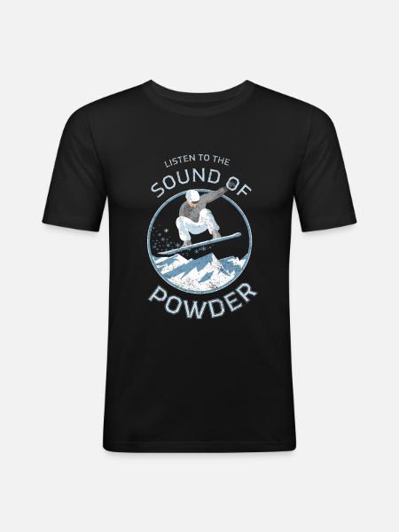 Snowboarder powder design - Men's Slim Fit T-Shirt - black