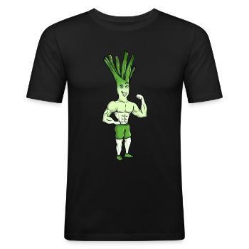 Lauch Fitness Pumper Design als Sport Motivation - Männer Slim Fit T-Shirt - Schwarz - Vorne - Nik (191cm)