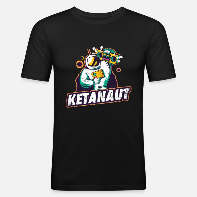 Keta tanzen Astronaut Techno Underground - Männer Slim Fit T-Shirt - Schwarz