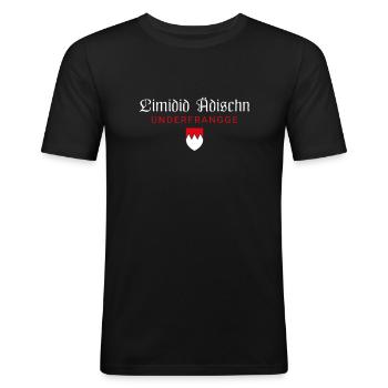 Franken Wappen fränkischer Dialekt Unterfranke - Männer Slim Fit T-Shirt - Schwarz - Vorne - Nik (191cm)
