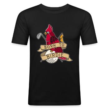 Birdie golfgolfspeler vogel golfer golfbal - Mannen slim fit T-shirt - zwart - Voor - Nik (191cm)