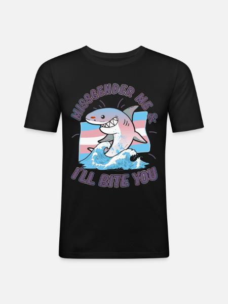 Transgender Genderqueer Shark Shark - Men's Slim Fit T-Shirt - black