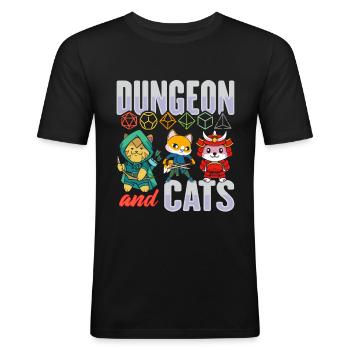 Dungeon and Cats Shirt for RPG Gamers - Men's Slim Fit T-Shirt - black - Front - Nik (191cm)