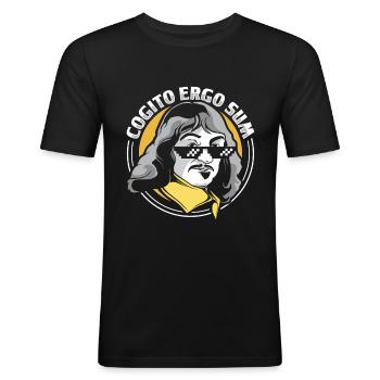 Philosophie Descartes Philosophie Student - Männer Slim Fit T-Shirt - Schwarz - Vorne - Nik (191cm)