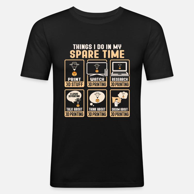 3D-udskrivningsdesign til en 3D-printerventilator - Herre Slim Fit T-Shirt - sort