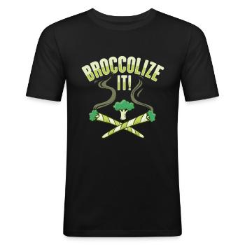 Brokkolize-It-Wortspiel für einen Vegan-Liebhaber - Männer Slim Fit T-Shirt - Schwarz - Vorne - Nik (191cm)