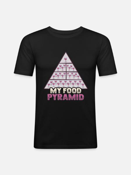 Lustiges Lebensmittelpyramide Rotweintrinker - Männer Slim Fit T-Shirt - Schwarz