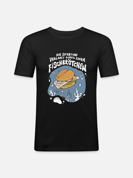 Fischbrötchen Möwe Norddeutsch - Männer Slim Fit T-Shirt - Schwarz