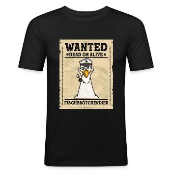 Fischbrötchen Möwe Norddeutsch - Männer Slim Fit T-Shirt - Schwarz - Vorne - Nik (191cm)