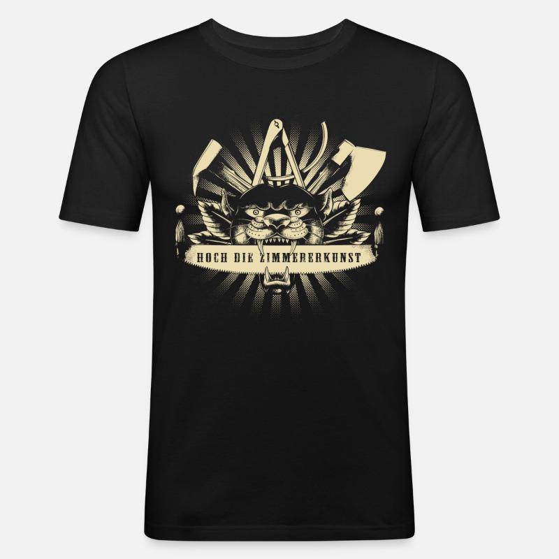 Zimmermann Zunftzeichen - Männer Slim Fit T-Shirt - Schwarz