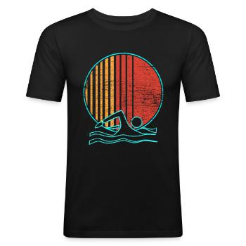swim - Men's Slim Fit T-Shirt - black - Front - Nik (191cm)