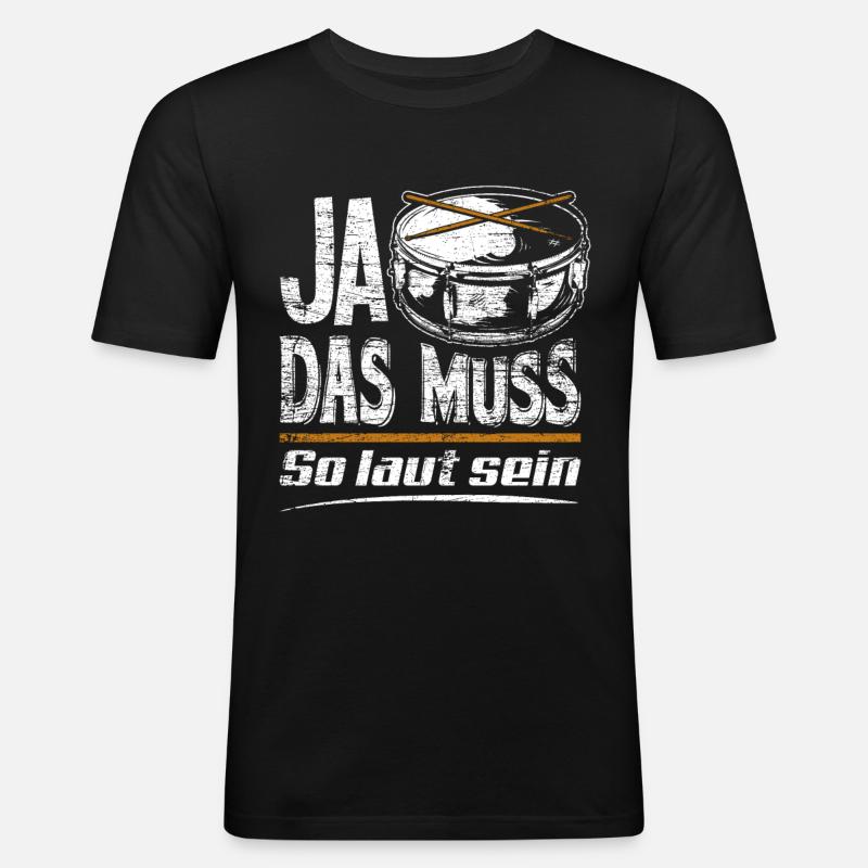 Schlagzeug Laut - Männer Slim Fit T-Shirt - Schwarz