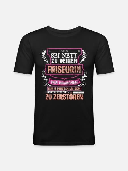 Friseurin - Männer Slim Fit T-Shirt - Schwarz