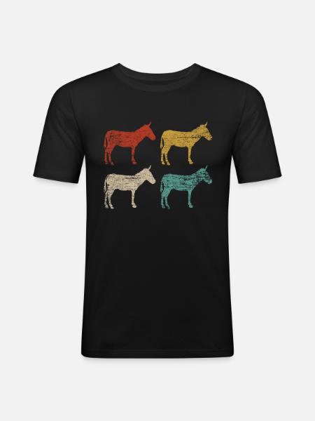 Esel Nutztier - Männer Slim Fit T-Shirt - Schwarz