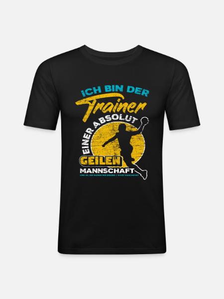 Handball Trainer - Männer Slim Fit T-Shirt - Schwarz
