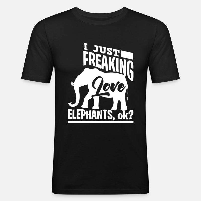 Elefant - Männer Slim Fit T-Shirt - Schwarz