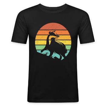 Honigdachs Retro Geschenk - Männer Slim Fit T-Shirt - Schwarz - Vorne - Nik (191cm)