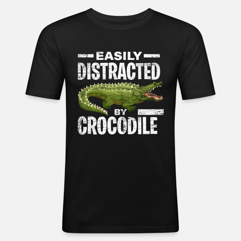 Krokodil Raubtier - Männer Slim Fit T-Shirt - Schwarz