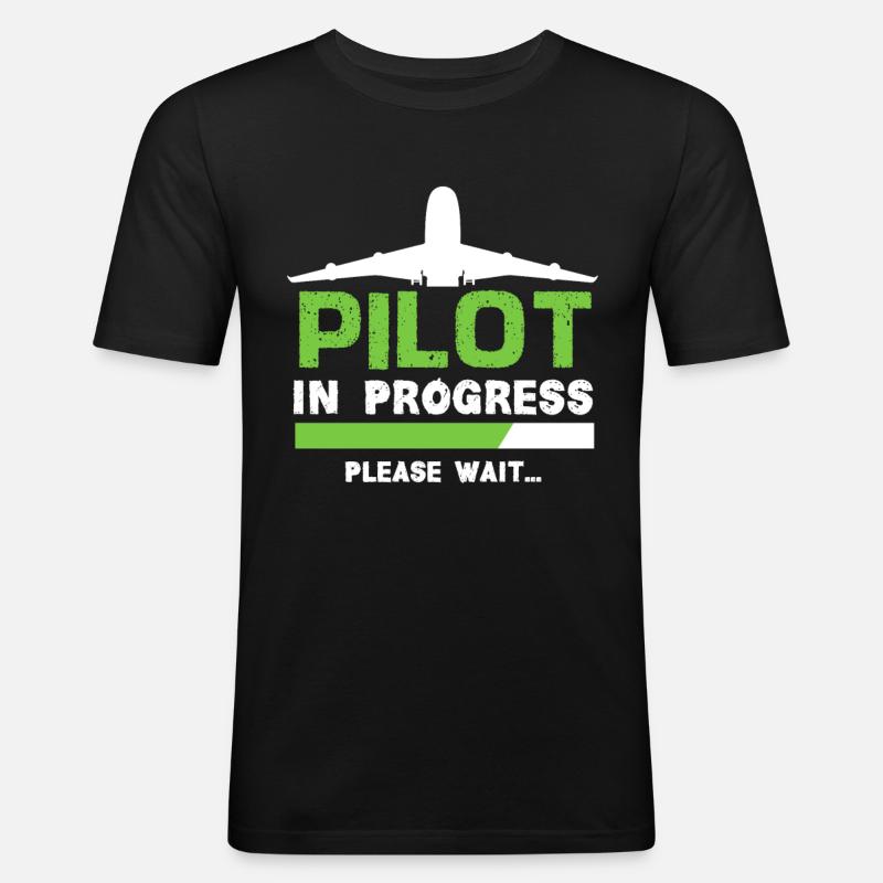 Pilot Flugschule - Männer Slim Fit T-Shirt - Schwarz